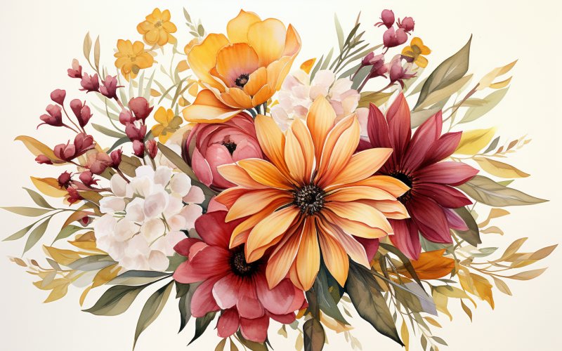 Watercolor Flowers Bouquets, illustration background 510 Illustration