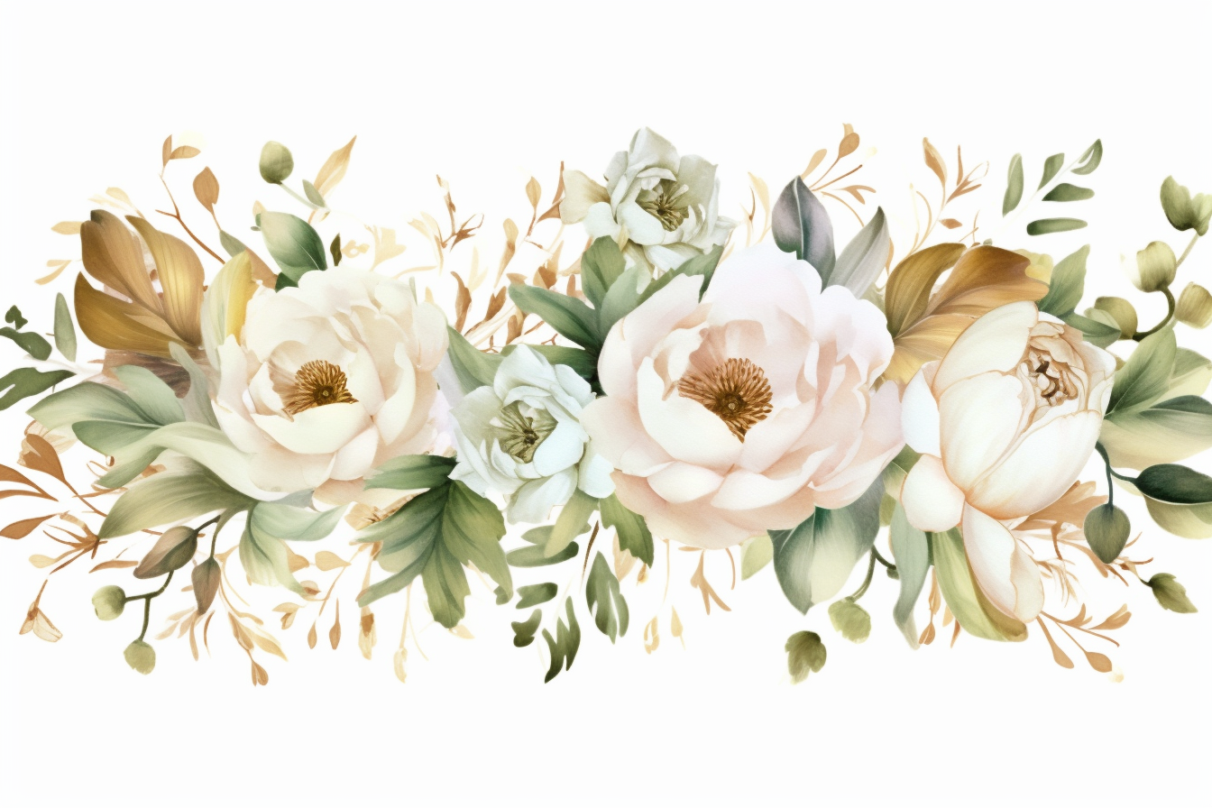 Watercolor Flowers Bouquets, illustration background 512