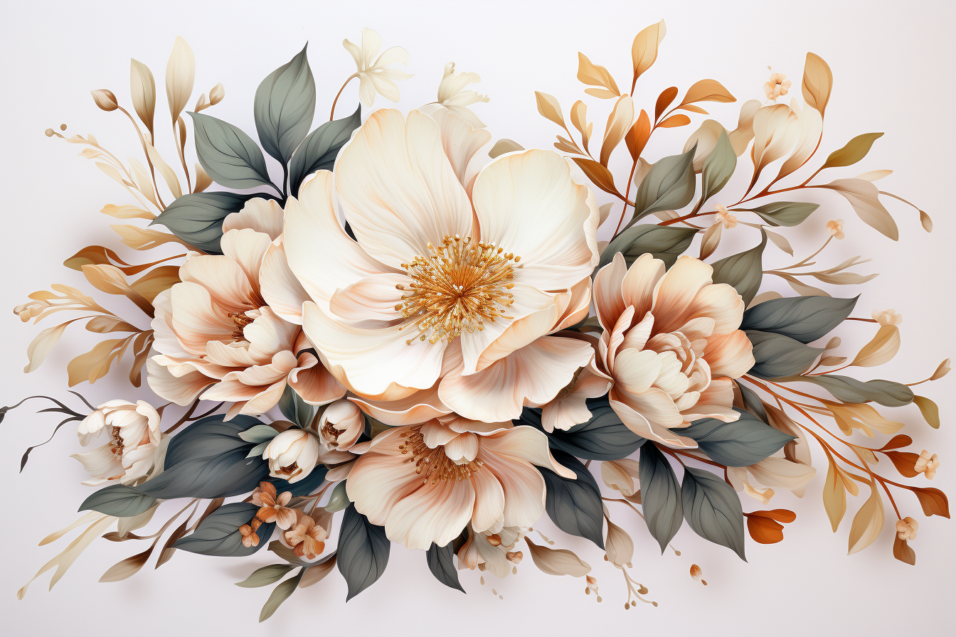Watercolor Flowers Bouquets, illustration background 521