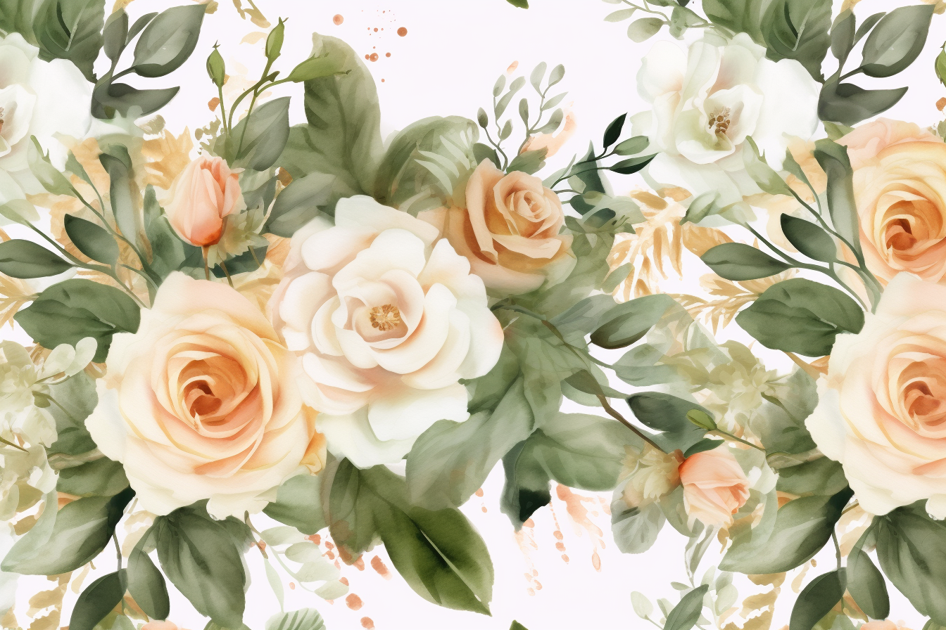 Watercolor Flowers Bouquets, illustration background 526
