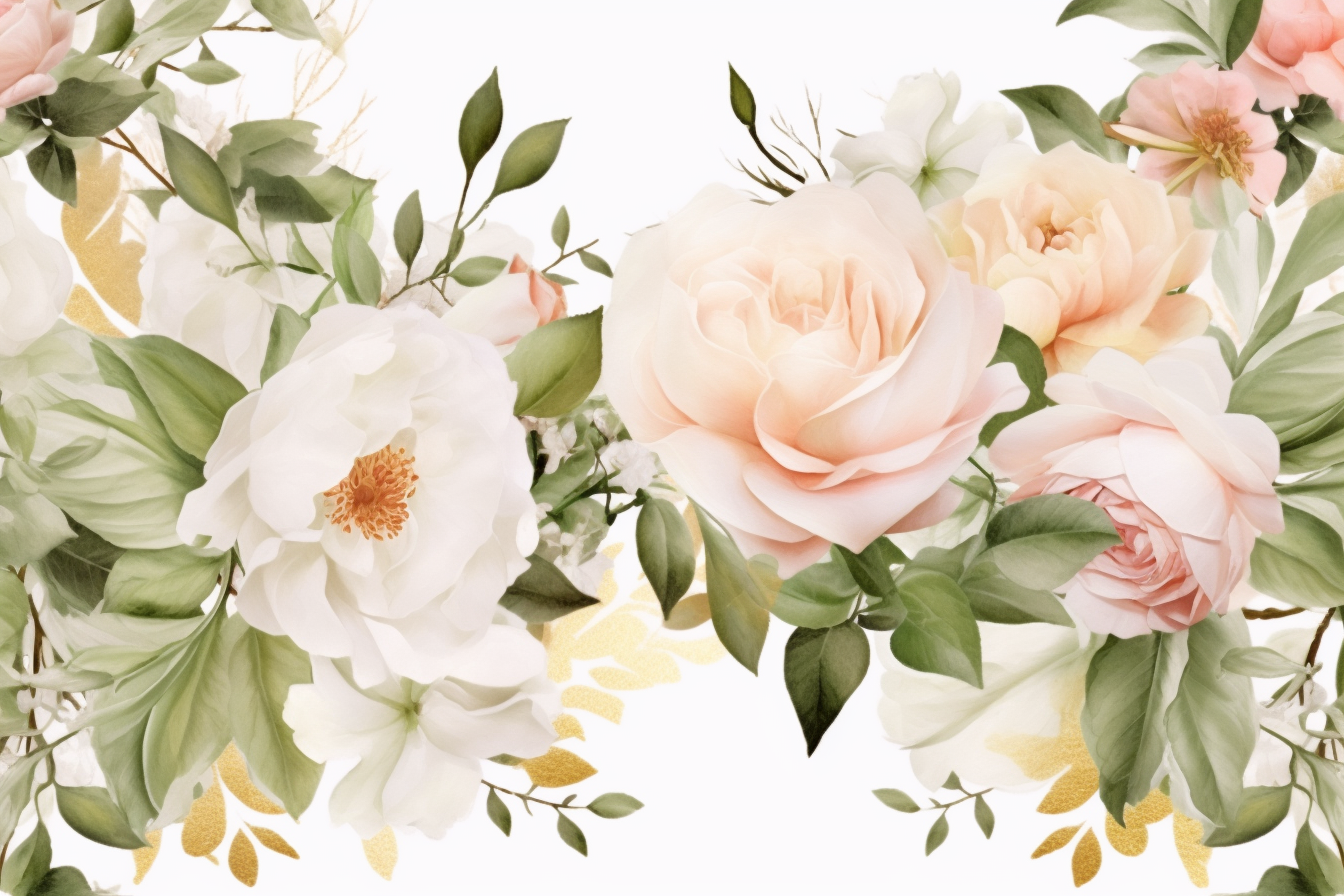 Watercolor Flowers Bouquets, illustration background 527