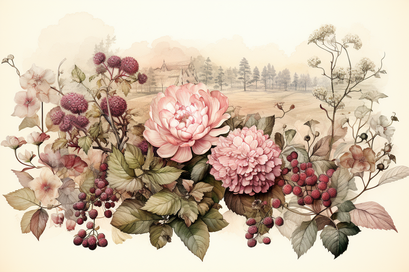 Watercolor Flowers Bouquets, illustration background 598