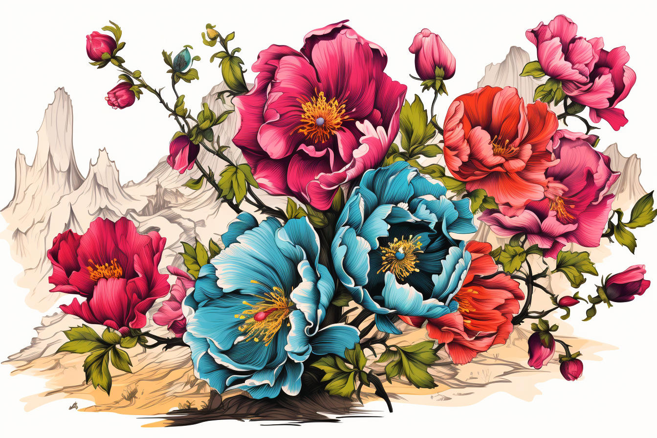 Watercolor Flowers Bouquets, illustration background 595