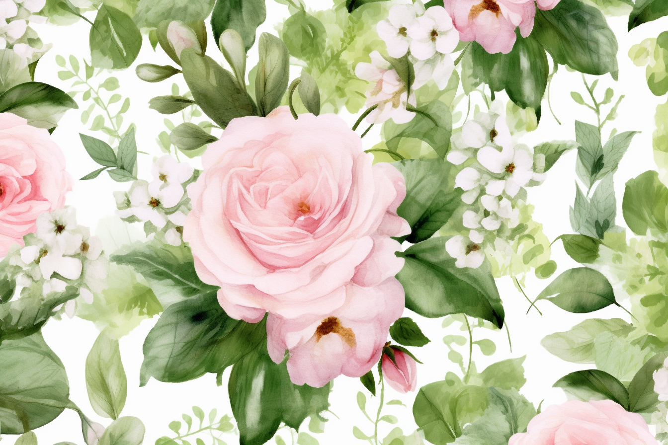 Watercolor Flowers Bouquets, illustration background 583