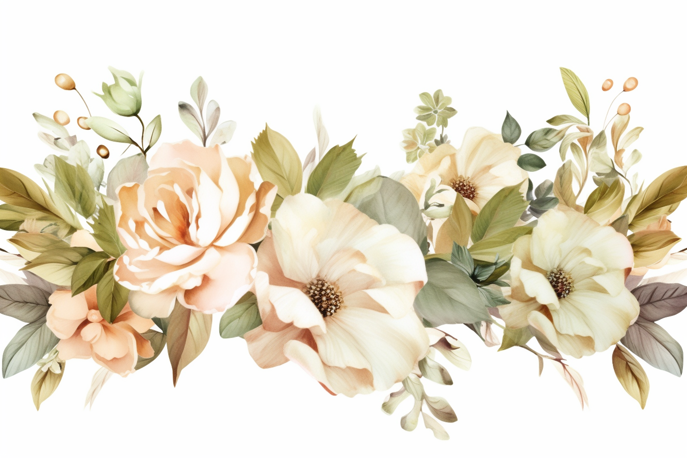 Watercolor Flowers Bouquets, illustration background 517