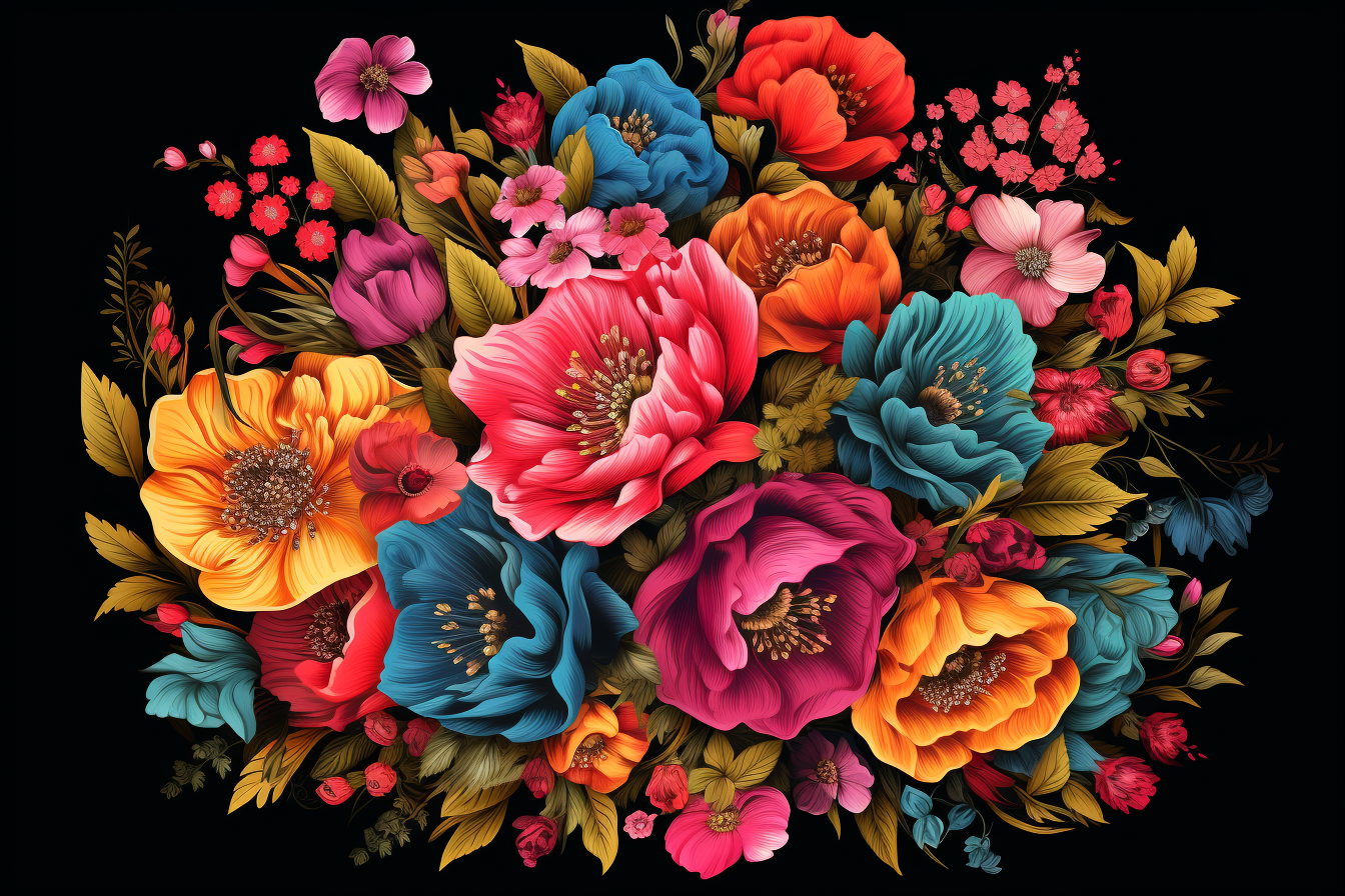 Watercolor Flowers Bouquets, illustration background 596