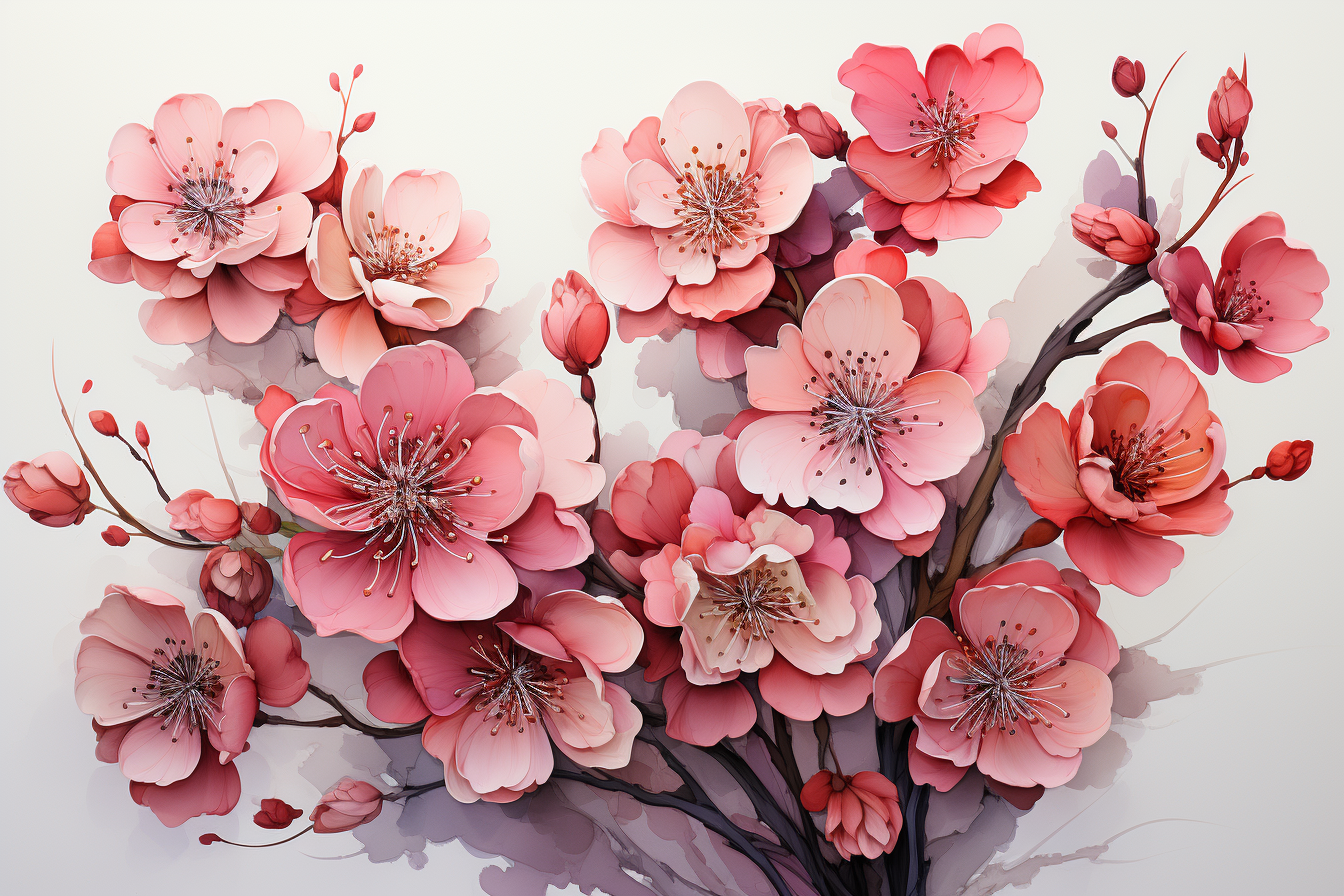 Watercolor Flowers Bouquets, illustration background 594