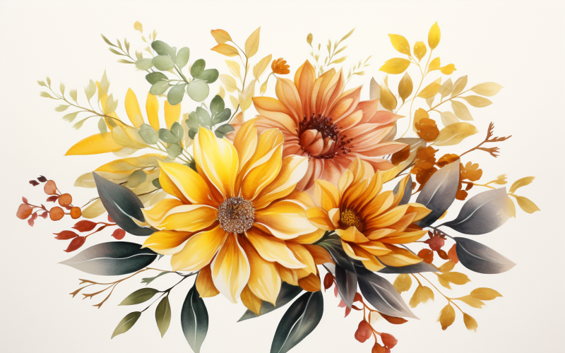 Watercolor Flowers Bouquets, illustration background 503 Illustration