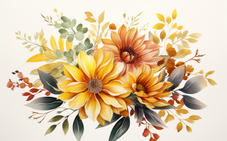 Watercolor Flowers Bouquets, illustration background 503