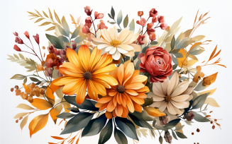 Watercolor Flowers Bouquets, illustration background 504