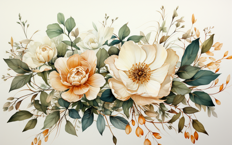 Watercolor Flowers Bouquets, illustration background 520 Illustration