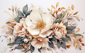 Watercolor Flowers Bouquets, illustration background 521