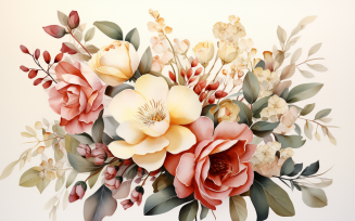 Watercolor Flowers Bouquets, illustration background 528