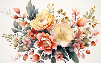 Watercolor Flowers Bouquets, illustration background 530