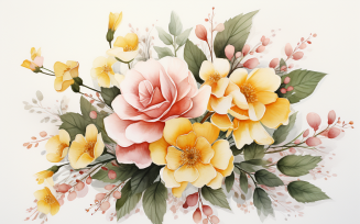 Watercolor Flowers Bouquets, illustration background 532