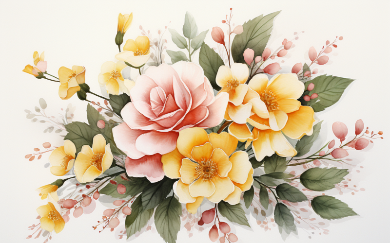 Watercolor Flowers Bouquets, illustration background 532 Illustration