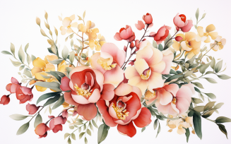 Watercolor Flowers Bouquets, illustration background 535