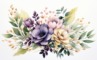 Watercolor Flowers Bouquets, illustration background 536
