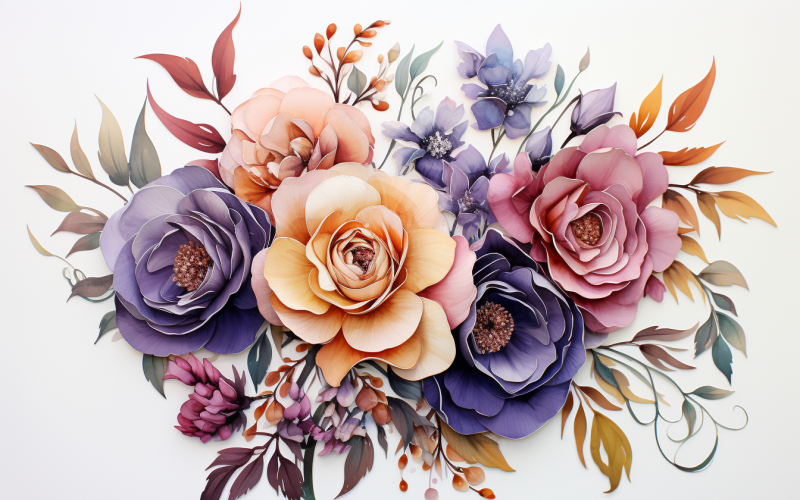 Watercolor Flowers Bouquets, illustration background 539 Illustration