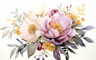 Watercolor Flowers Bouquets, illustration background 542