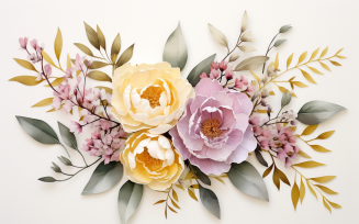 Watercolor Flowers Bouquets, illustration background 543