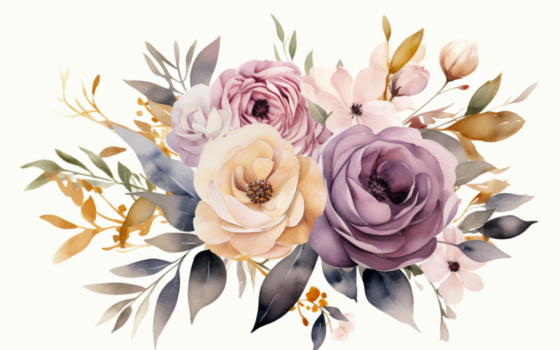 Watercolor Flowers Bouquets, illustration background 544 Illustration