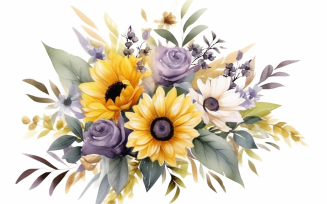 Watercolor Flowers Bouquets, illustration background 547