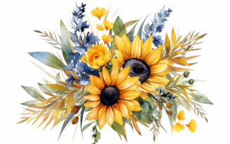 Watercolor Flowers Bouquets, illustration background 549