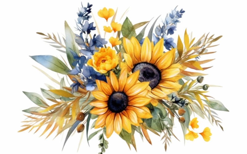 Watercolor Flowers Bouquets, illustration background 549 Illustration