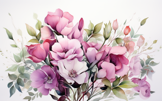 Watercolor Flowers Bouquets, illustration background 555