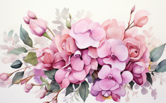 Watercolor Flowers Bouquets, illustration background 556