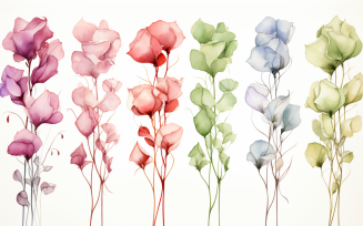 Watercolor Flowers Bouquets, illustration background 557