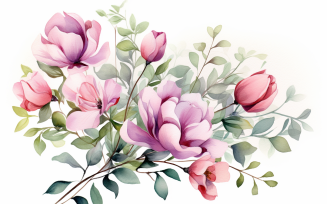 Watercolor Flowers Bouquets, illustration background 559