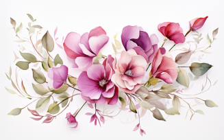 Watercolor Flowers Bouquets, illustration background 560