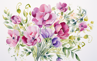 Watercolor Flowers Bouquets, illustration background 561