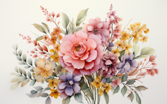 Watercolor Flowers Bouquets, illustration background 567