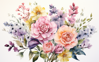 Watercolor Flowers Bouquets, illustration background 568