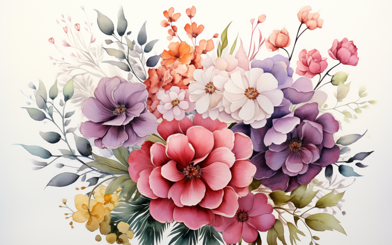 Watercolor Flowers Bouquets, illustration background 569 Illustration