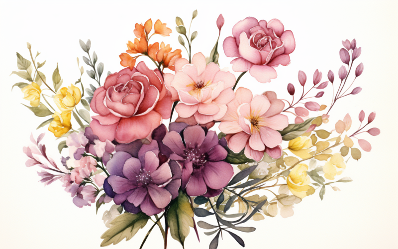 Watercolor Flowers Bouquets, illustration background 571 Illustration