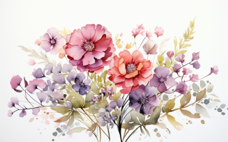 Watercolor Flowers Bouquets, illustration background 572