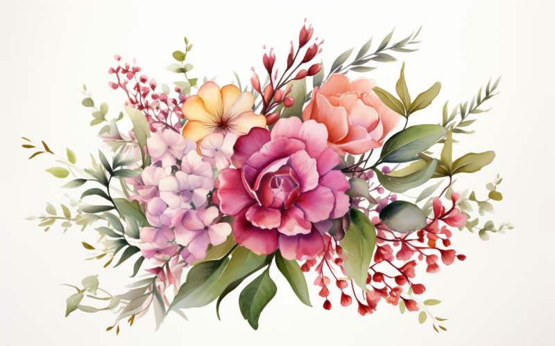 Watercolor Flowers Bouquets, illustration background 573 Illustration