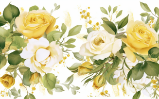 Watercolor Flowers Bouquets, illustration background 577