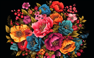 Watercolor Flowers Bouquets, illustration background 596
