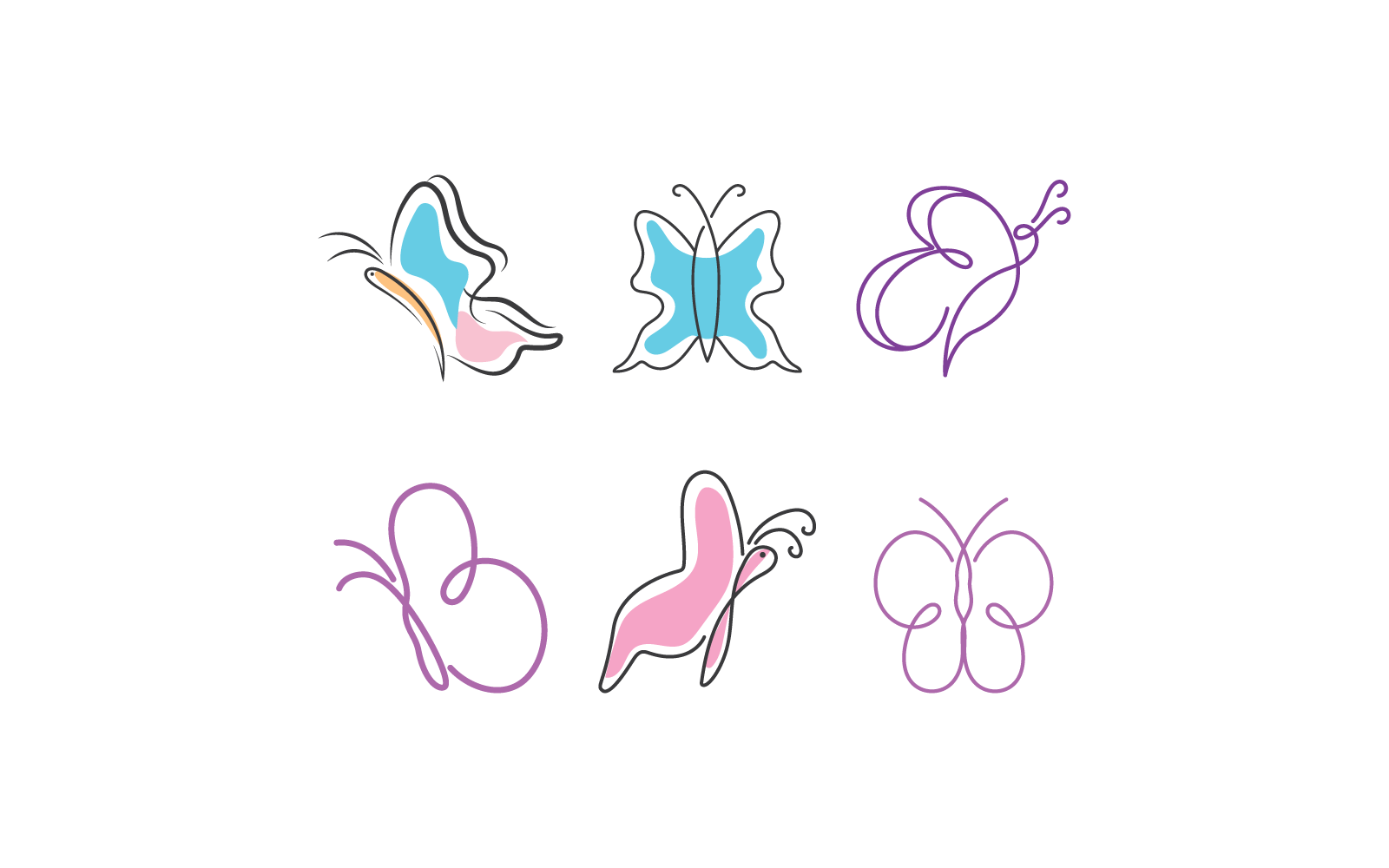Beauty Butterfly line illustration logo vector template