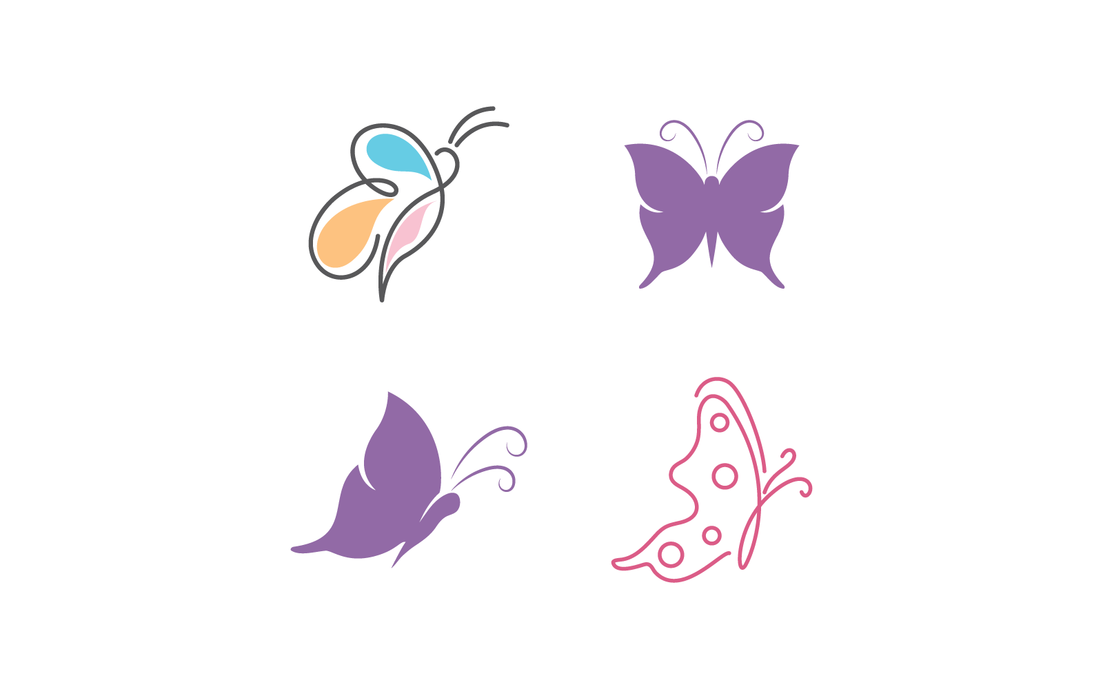 Beauty Butterfly line illustration template vector flat design
