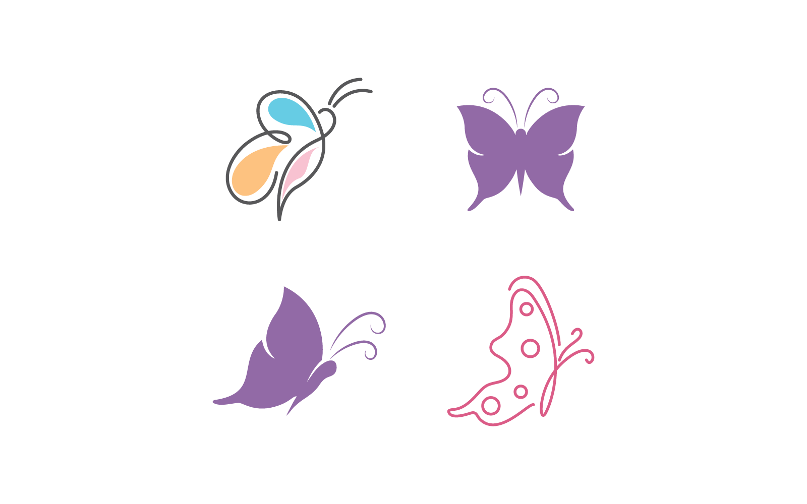 Belleza mariposa línea ilustración plantilla vector diseño plano