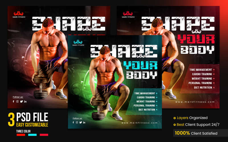 Fitness and Gym Flyer or Social Advertising Design in Photoshop Social Media