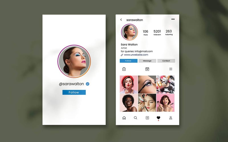Instagram Business Card Template Corporate Identity