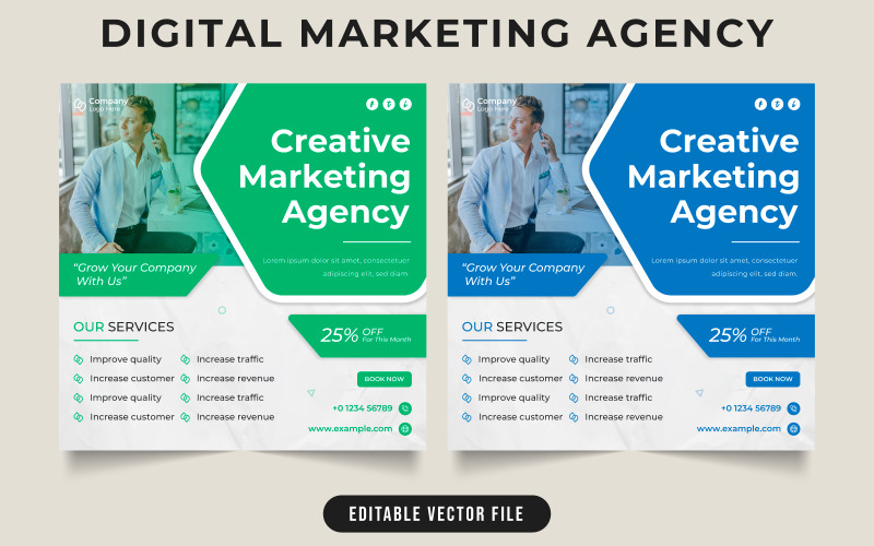 Marketing agency business advertisement template vector Social Media