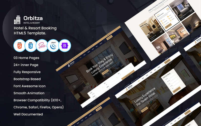Orbitza - Hotel & Resort Booking HTML5 Template. Website Template